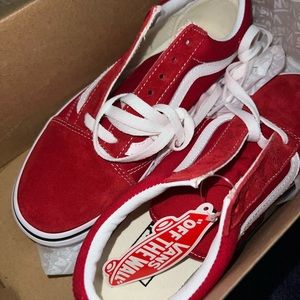 BRAND NEW- Red Suede Vans Old Skool Shoe